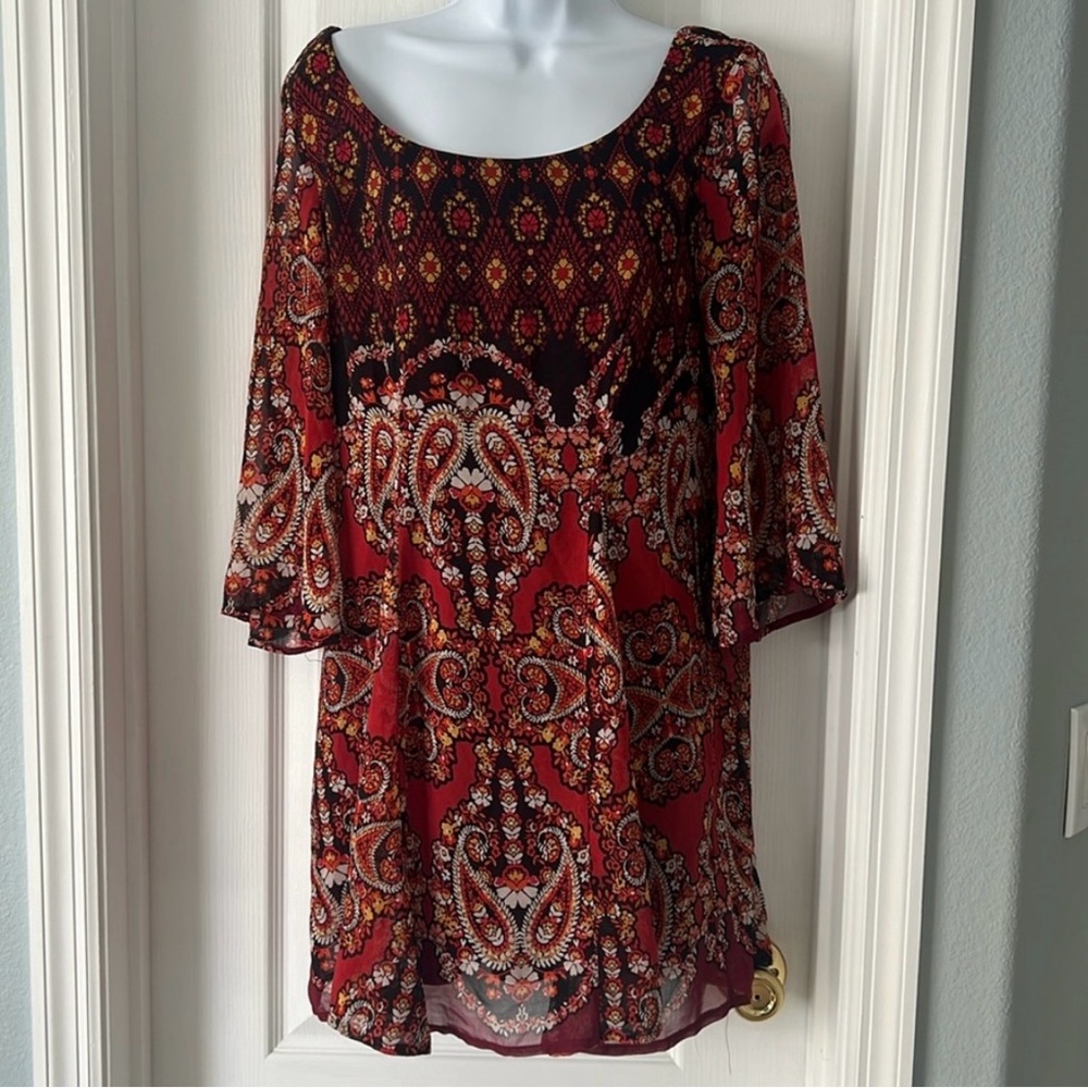 As U Wish Red and Black Patterned Mini Dress
